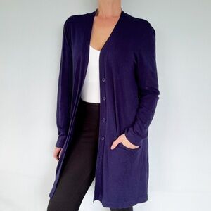 NorthStyle navy blue v-neck long button front pocket cardigan sweater size XL